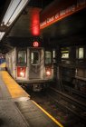 Train in subway station, selective focus — Stock Photo