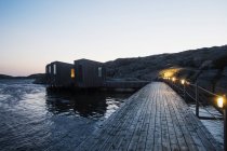 Contemporary houses on pier in Bohuslan, Sweden — Stock Photo
