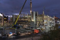Construction site at night in Gothenburg, Sweden — Stock Photo
