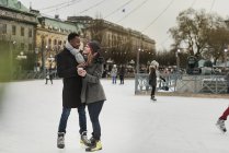 Couple ice skating, selective focus — Stock Photo