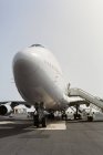 Airplane at airport, selective focus — Stock Photo