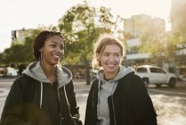 Teenage girls smiling, selective focus — Stock Photo