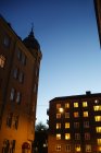Edifícios à noite em Sodermalm, Estocolmo — Fotografia de Stock