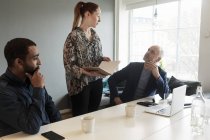 Businesspeople in meeting, selective focus — Stock Photo