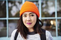 Young woman with orange beanie — Stock Photo