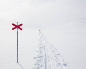 Markierungen im Schnee des Kungsleden Trail in Lappland, Schweden — Stockfoto