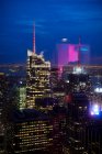 Illuminated skyscrapers in New York, USA — Stockfoto
