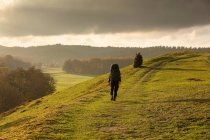 Femme randonnée sur la colline — Photo de stock
