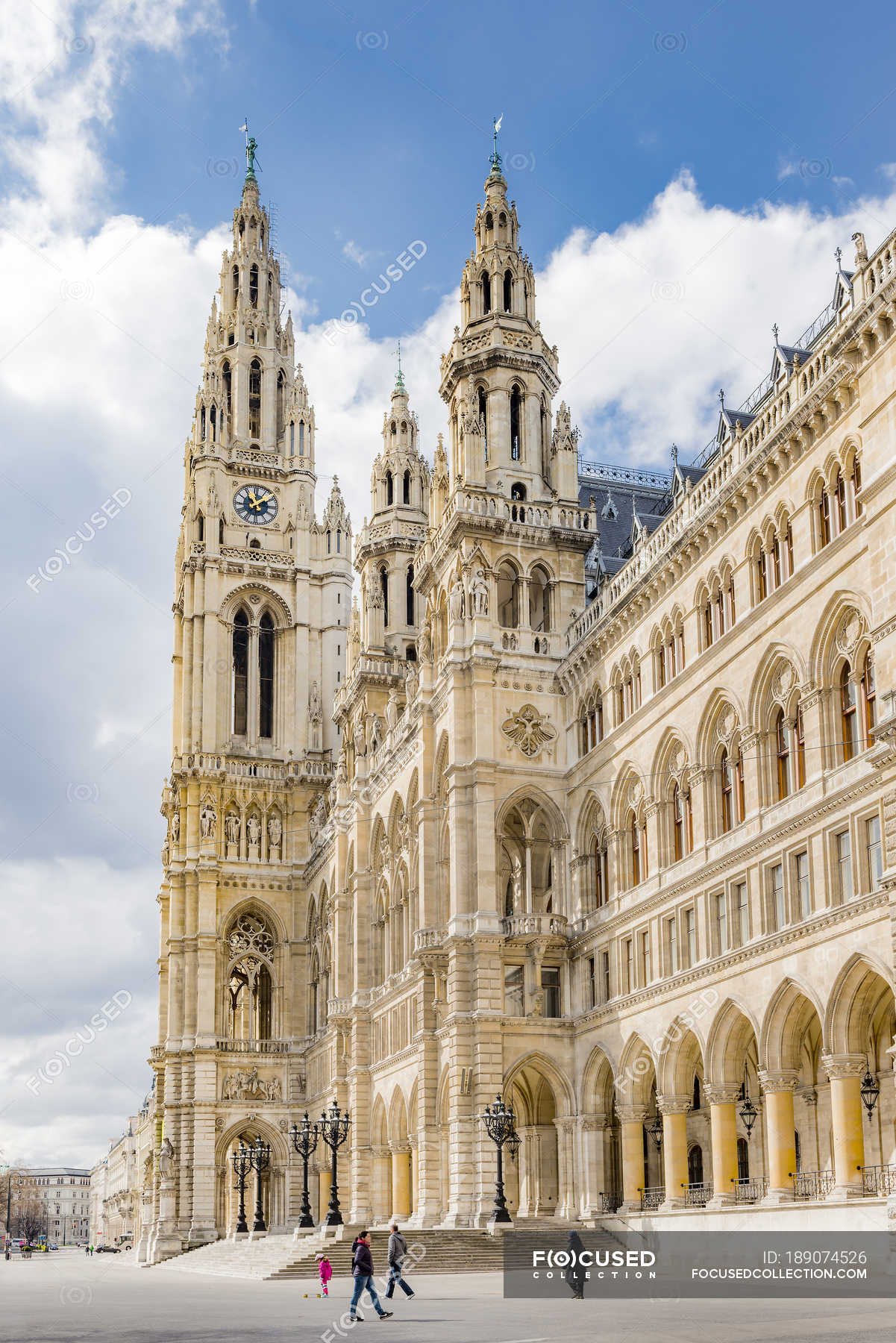 View Of Vienna City Hall Austria Old Town 19th Century Style Stock Photo