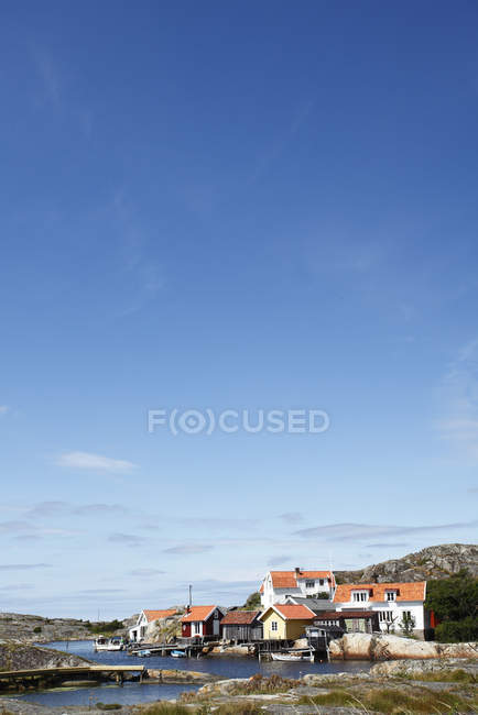 Vista de casas de aldeia de pescadores — Fotografia de Stock