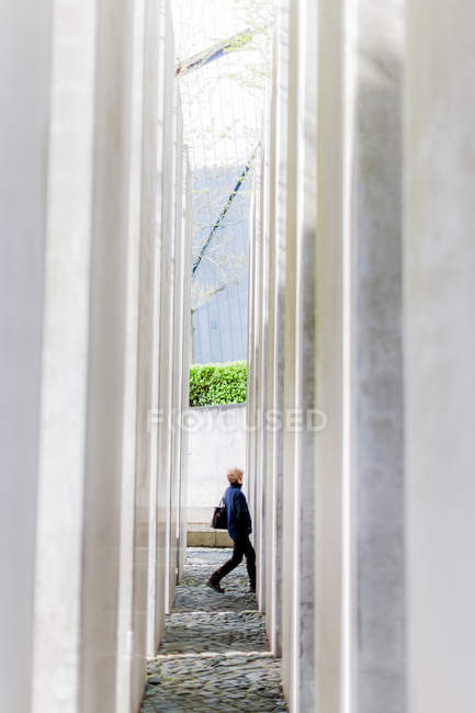 Mature woman visiting Jewish Museum in Berlin — Stock Photo