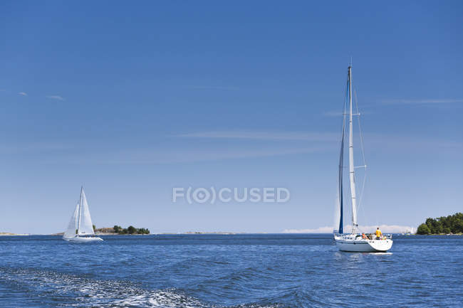 Sailboats at sea, selective focus — Stock Photo