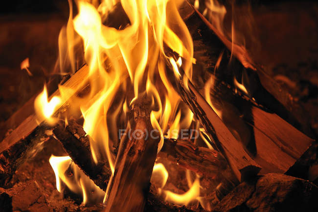 Fechar tiro de fogueira flamejante — Fotografia de Stock