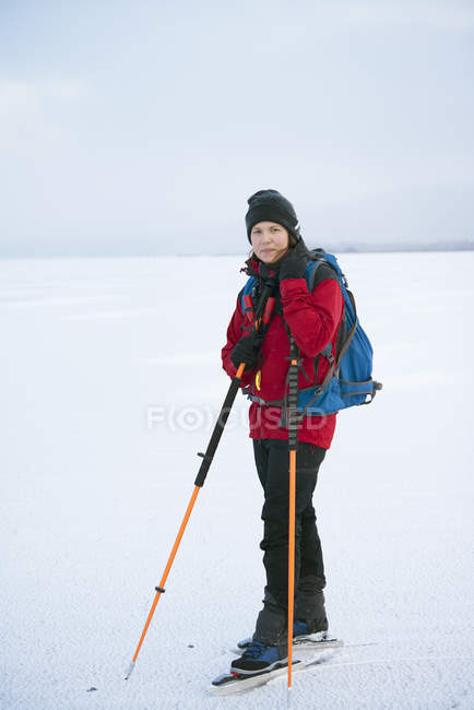 Porträt einer Skirennläuferin bei are, Schweden — Stockfoto