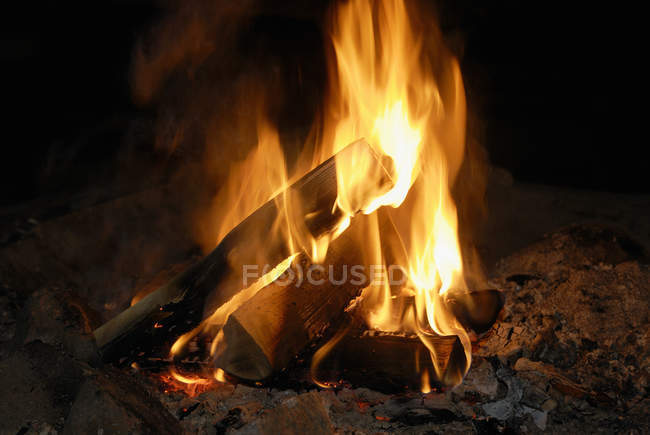 Nahaufnahme von loderndem Lagerfeuer — Stockfoto
