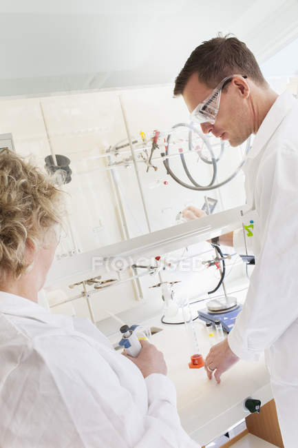 Scientists working in lab, selective focus — Stock Photo