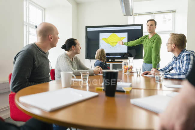 People talking during work meeting, selective focus — Stock Photo