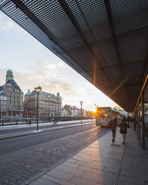 View of bus stop in Malmo — Stock Photo
