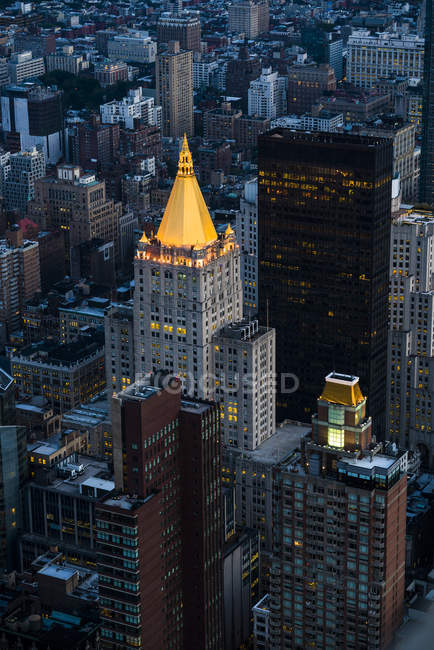 Высокий угол обзора зданий в Нью-Йорке — стоковое фото