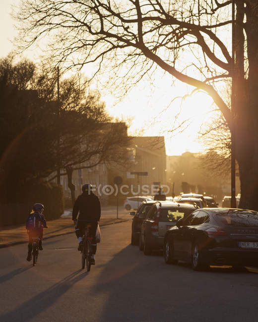 City life at sunset, selective focus — Stock Photo
