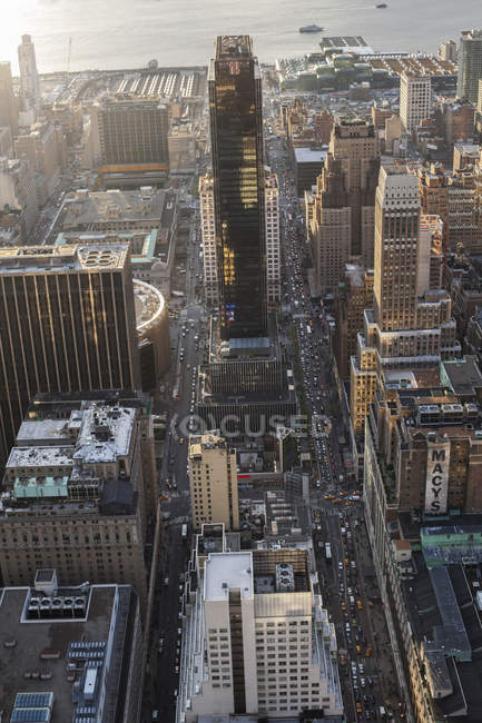 Vue grand angle du centre-ville de New York — Photo de stock