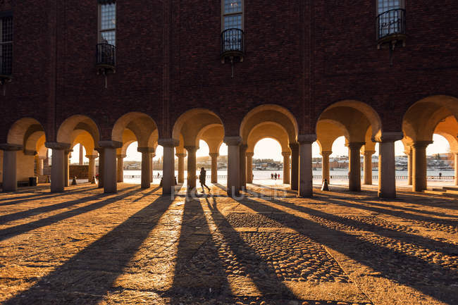 Colonne arcuate del municipio di Stoccolma, Svezia — Foto stock