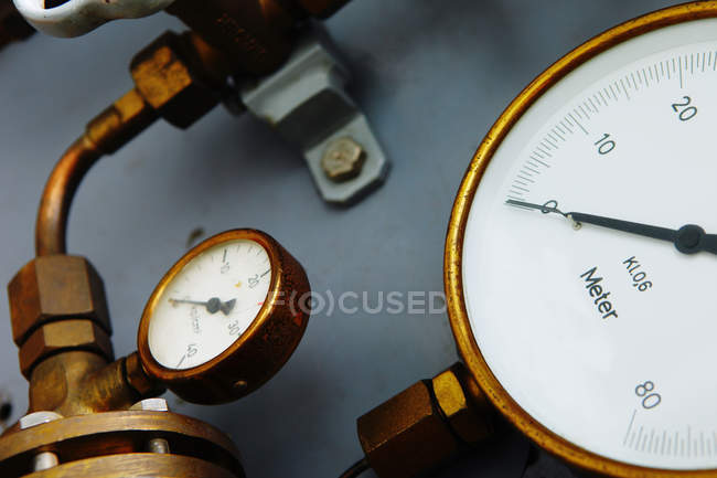 Close-up of industrial gauges, studio shot — Stock Photo