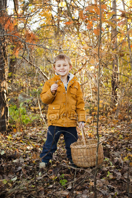 Хлопчик показує лисицю, вибірковий фокус — стокове фото