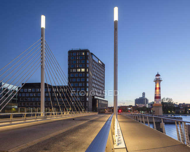 Bridge at sunset in Malmo, Sweden — Stock Photo