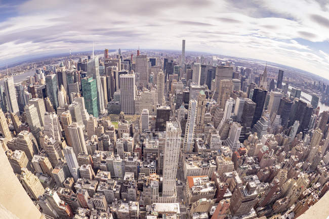 Distorted cityscape of Manhattan in New York City — Stock Photo