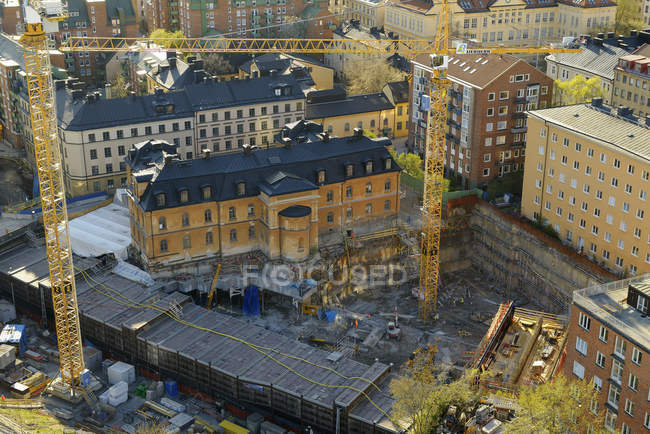 Elevated view of construction site in Stockholm, Sweden — Stock Photo