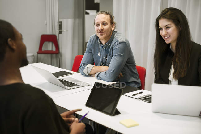Businesspeople in meeting, selective focus — Stock Photo