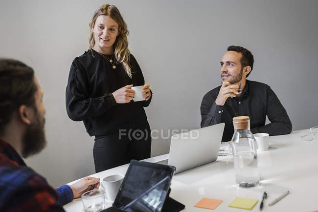 Coworkers in meeting, selective focus — Stock Photo