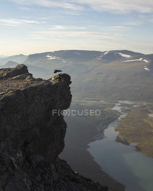 Corvo sul crinale di Besseggen nel parco nazionale di Jotunheimen, Norvegia — Foto stock