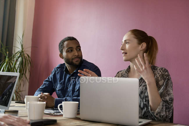 Businesspeople during meeting, selective focus — Stock Photo