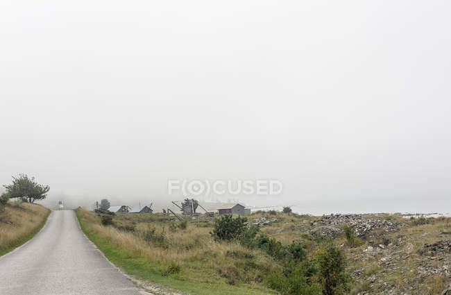 Caminos rurales por campos, enfoque selectivo - foto de stock