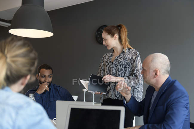 Businesspeople during meeting, selective focus — Stock Photo