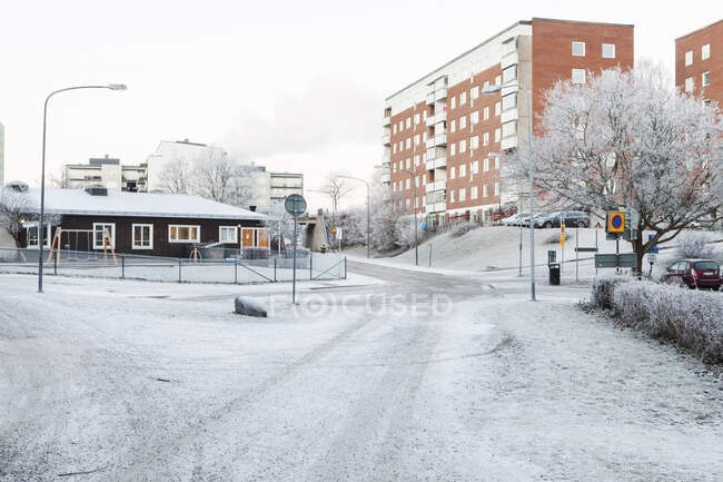 Vorschule im Schnee in Stockholm, Schweden — Stockfoto