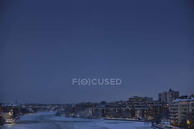 Cityscape de noite em Sodermalm, Estocolmo, Suécia — Fotografia de Stock