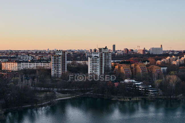 Trekanten lake and cityscape of Stockholm, Sweden — Foto stock