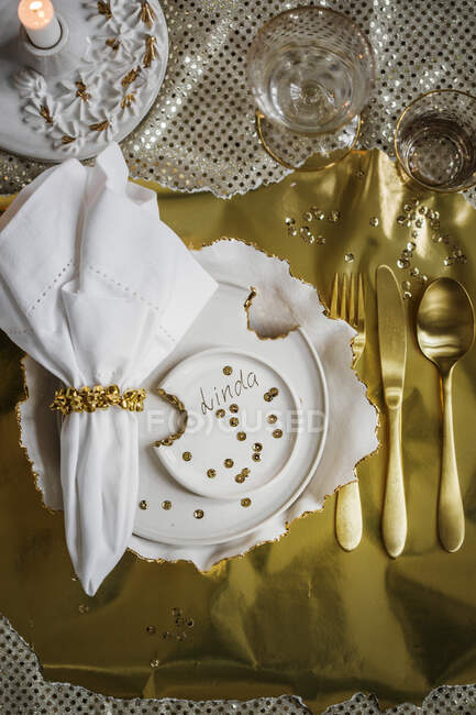 New Year's Eve place setting — Foto stock