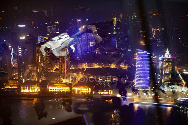 Cityscape à noite em Shanghai, China — Fotografia de Stock
