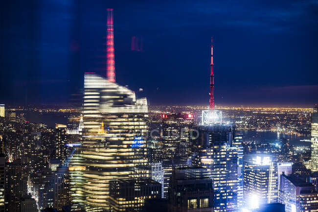 Illuminated skyscrapers in New York, USA — Stock Photo