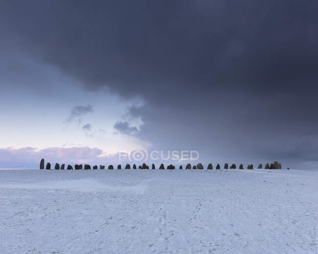 Ale 's Stones im Winter in Skane, Schweden — Stockfoto