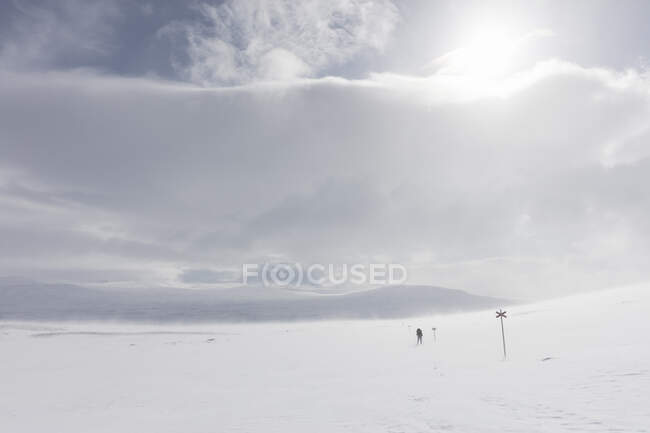 Nubes bajo campo nevado - foto de stock