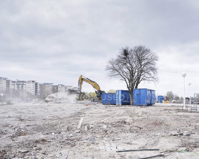 Excavator at construction site — Stock Photo