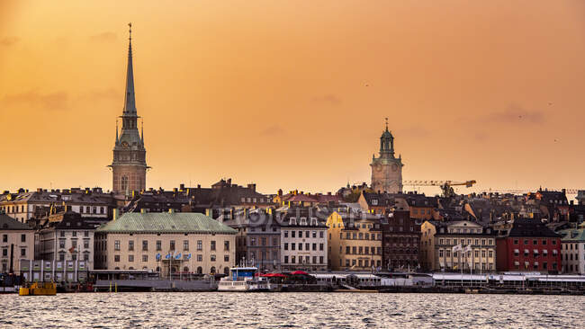 Vieille ville au coucher du soleil de Stockholm, Suède — Photo de stock