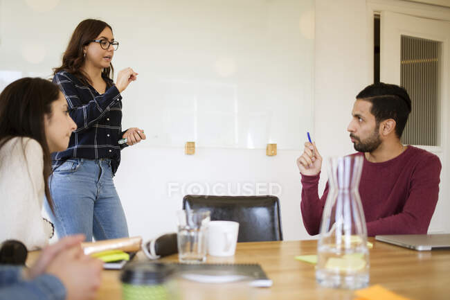 Coworkers during meeting in conference room — Stock Photo