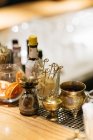 Close-up view of bar table with equipment — Stock Photo