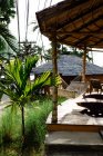 Detalles de acogedor bungalow con hamaca en el resort - foto de stock